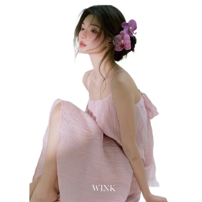 2024新款纯欲风蝴蝶兰少女写真服装时尚氛围感肖像艺术照摄影服饰