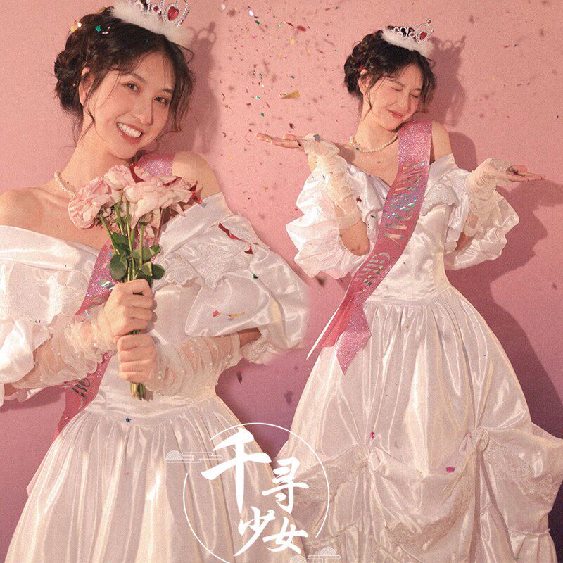 影楼主题服装复古婚纱港风法式宫廷拍照情侣街拍80年代礼服写真服