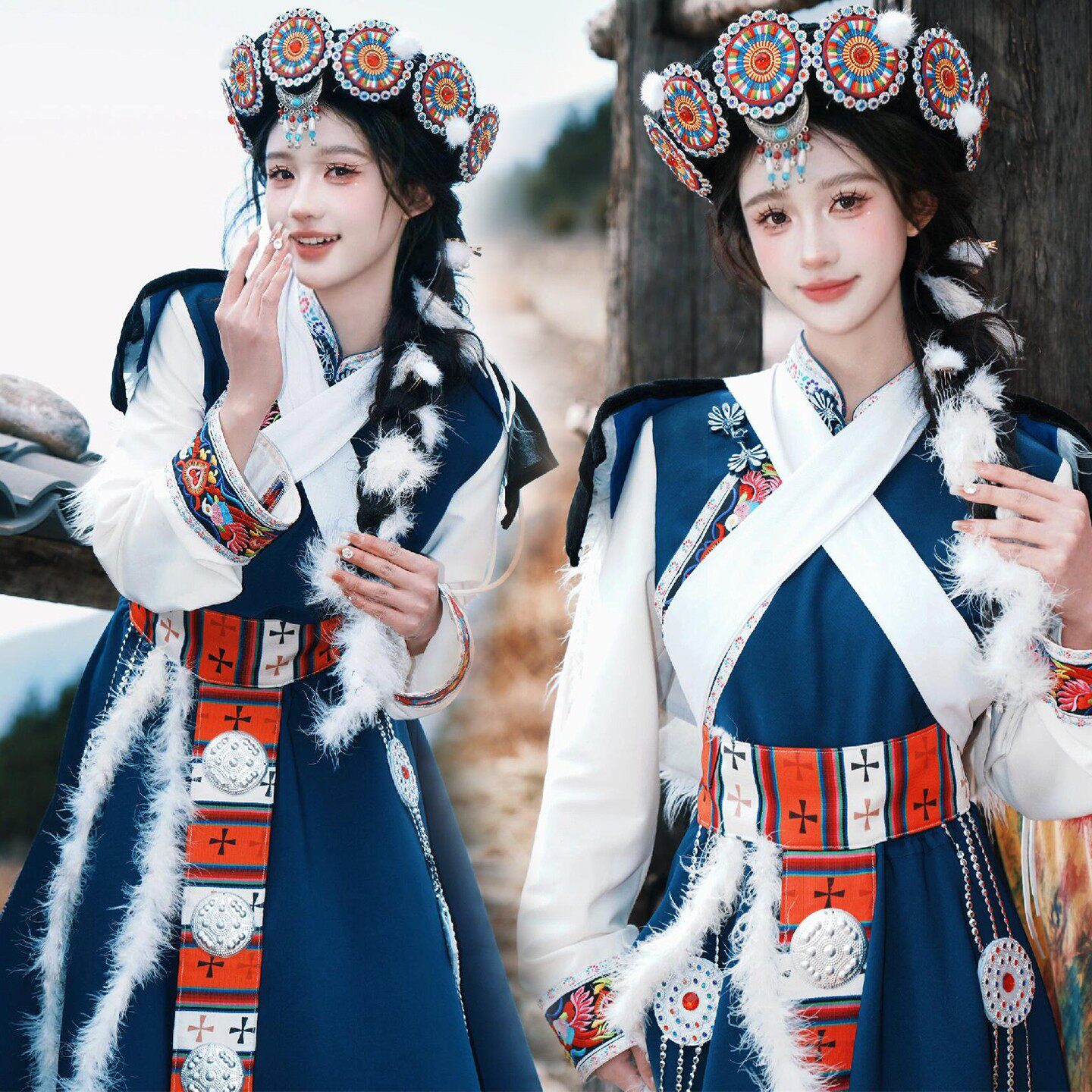 影楼新款纳西族披星戴月少女艺术照写真云南丽江少数民族旅拍服装