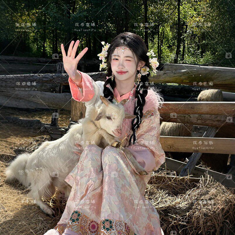藏族藏服新款藏袍西藏民族云南清新少女旅拍写真摄影丽江服饰服装