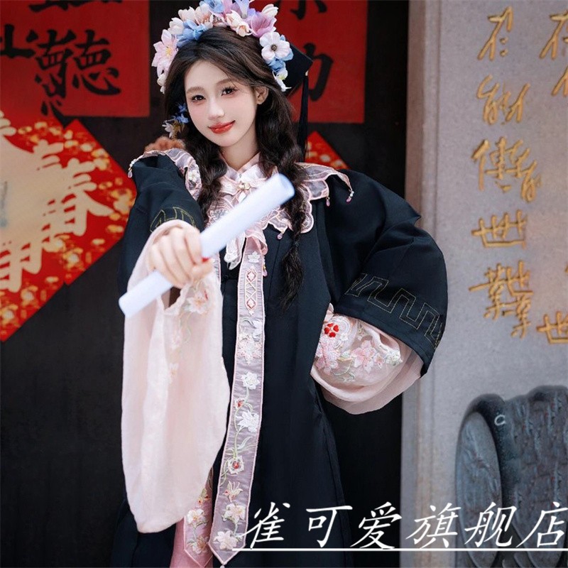 照相馆中式中国汉服搭配学士毕业服明制闺蜜毕业照相馆写真留念服