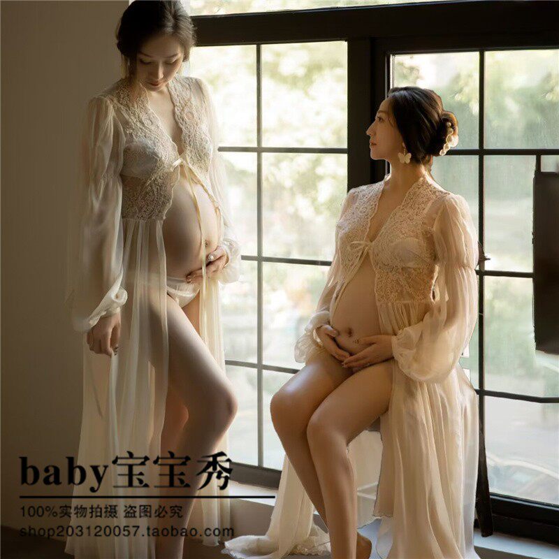 影楼孕妇拍照服装新款大肚孕妈唯美超仙性感蕾丝纱裙孕妇摄影服装