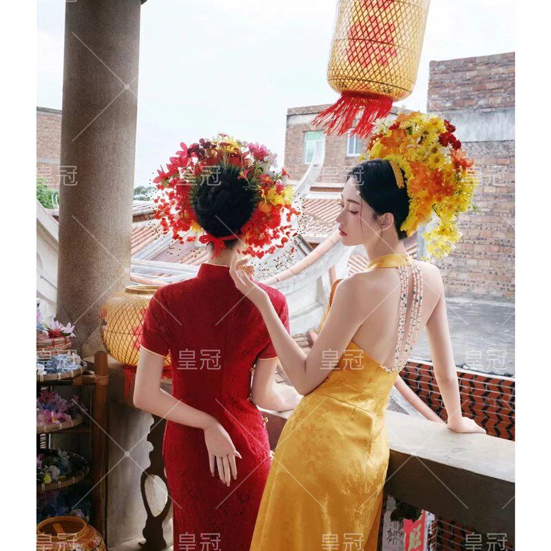泉州浔埔女簪花复古闺蜜改良旗袍写真服装外景旅拍民族风艺术照服
