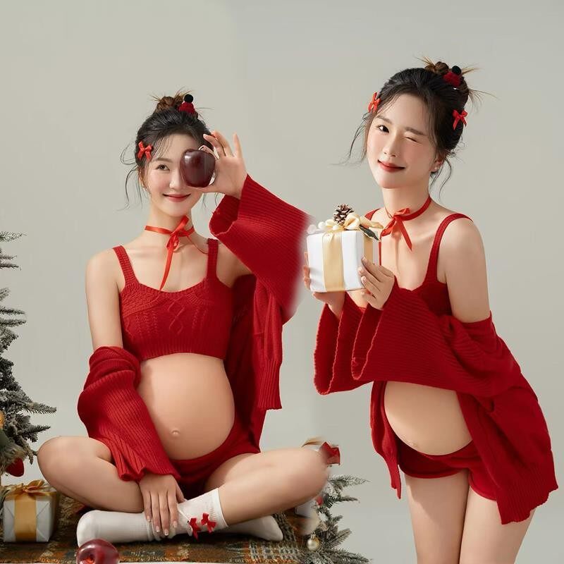 24圣诞新款新年孕妇拍照服装摄影写真主题孕期大肚艺术孕妇照衣服