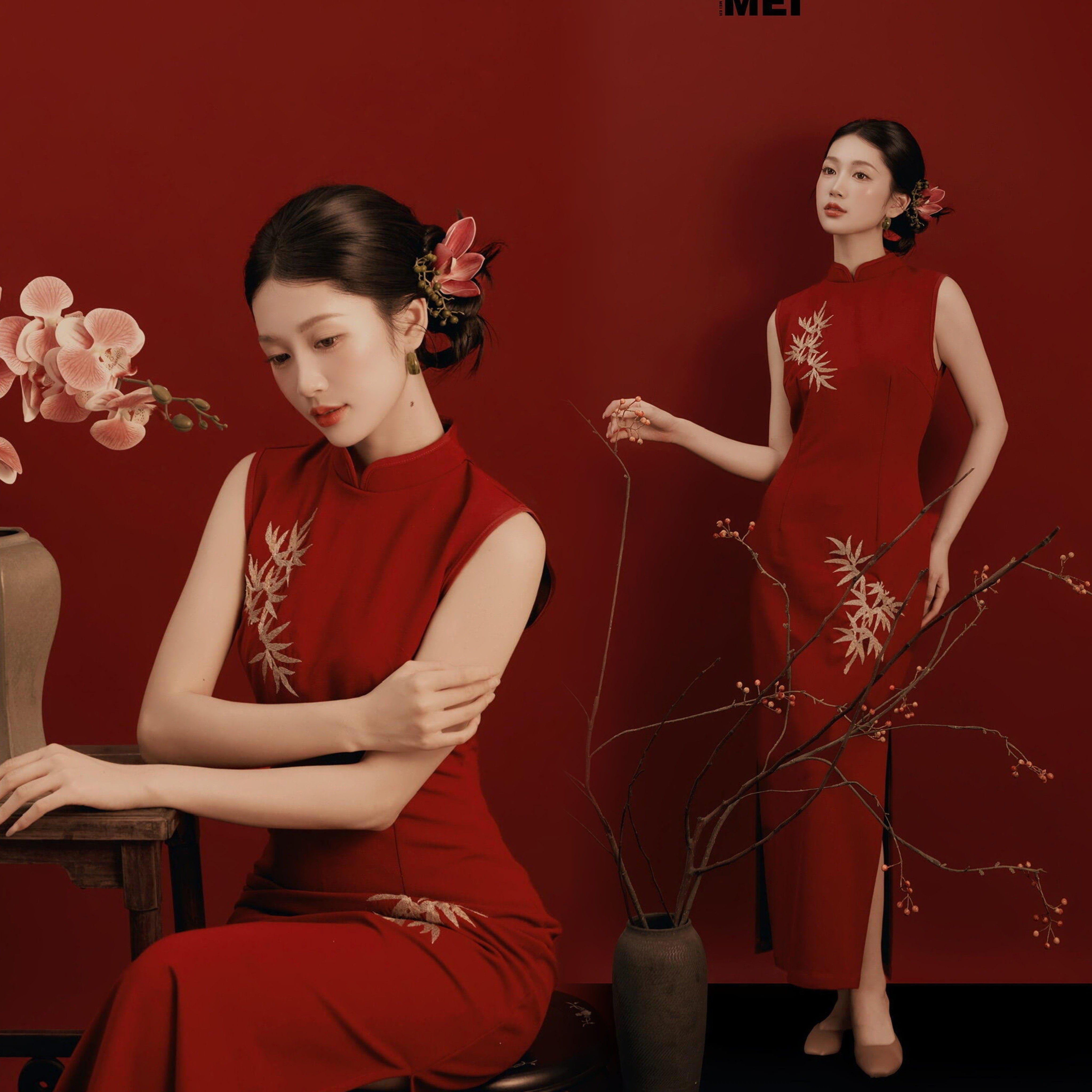2026新款影楼国风新中式复古唯美旗袍新年主题个人写真艺术照服装