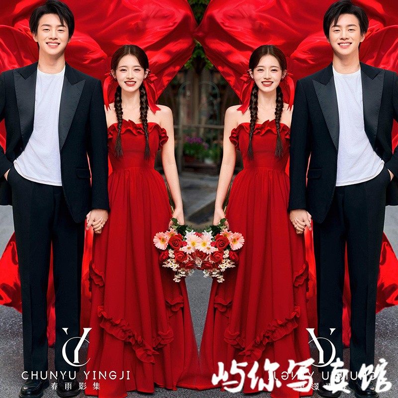 影楼新款情侣复古喜嫁主题轻婚纱礼服法式高级抹胸敬酒服摄影服装,男装,其他民族服装,淘宝优惠券,粉丝福利购,淘宝优惠卷