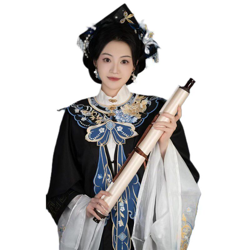 照相馆中国风簪花新款明制汉服新中式马面裙搭配毕业季学士服汉服