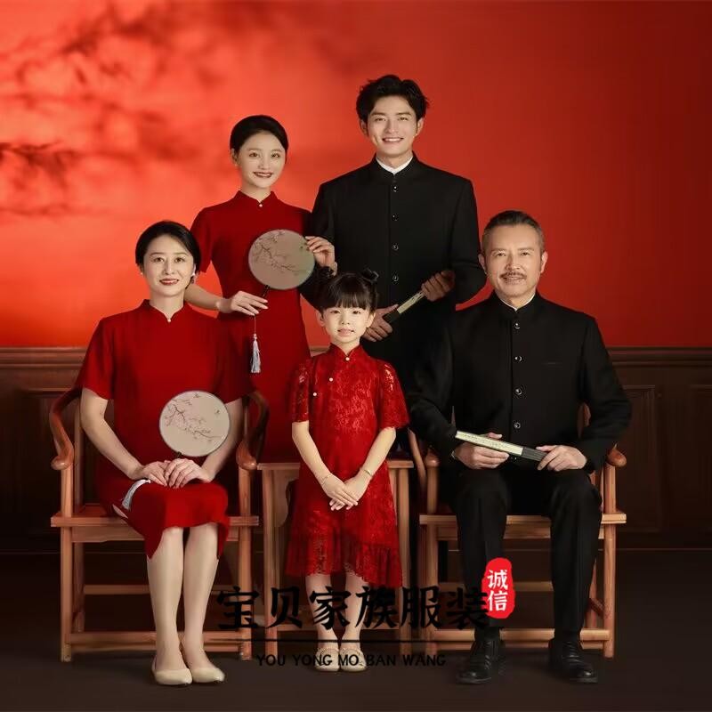 2025新款儿童摄影服装照相馆亲子装一家六口全家福艺术拍照写真衣