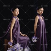 主题清冷感国风唯美个人写真艺术服装 紫色新中式 拍照服装 影楼法式