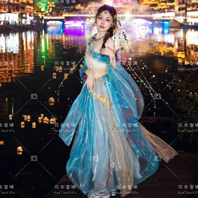 敦煌飞天异域风情服装西域茉莉公主汉服女古装旅拍民族照相馆写真