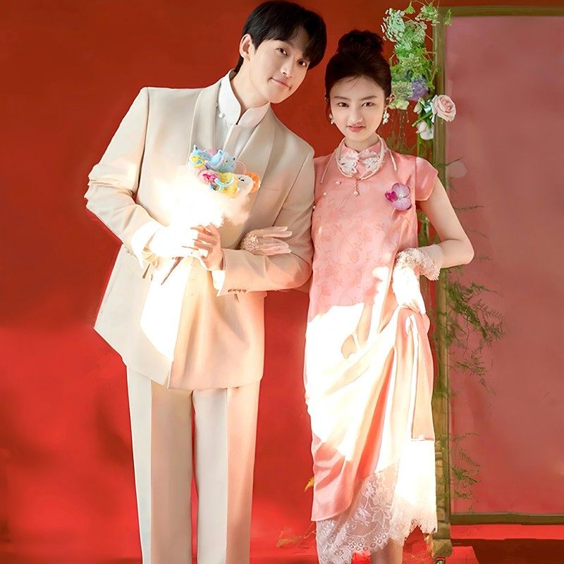 影楼主题情侣新中式改良旗袍连衣裙复古喜嫁婚纱照订婚摄影服装,户外/登山/野营/旅行用品,其他户外服装,淘宝优惠券,粉丝福利购,淘宝优惠卷