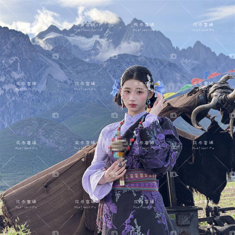 新款藏式博拉藏袍藏服藏装写真藏族服饰旅拍西藏民族拉萨旅拍服装