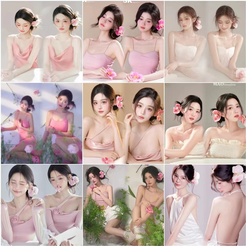 新款早春蝴蝶兰影楼主题写真服装纯欲风少女个人肖像艺术照摄影服