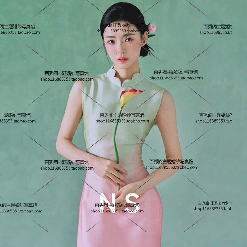 2026新款影楼新中式国风水墨画复古旗袍肖像写真艺术照摄影服装