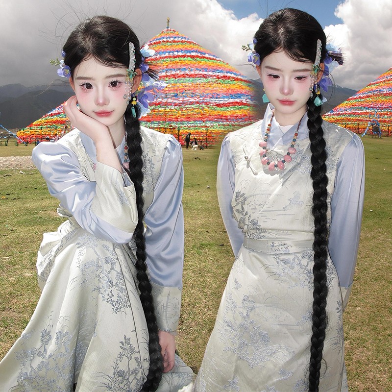新款蒙古爆款服装蒙古族民族少女云南清新闺蜜旅拍写真西藏摄影服