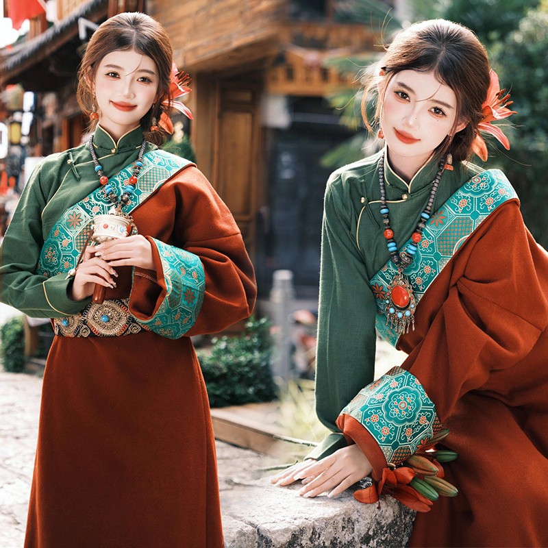 新款藏袍旅拍写真服装藏装藏服藏式少数民族藏族西藏舞蹈服饰爆款