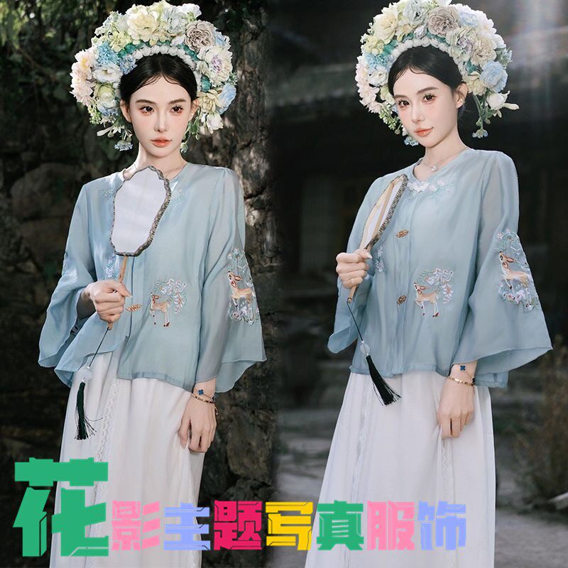 泉州浔埔女簪花明制汉服古装写真服装覆古旗袍民族风外景旅拍摄影