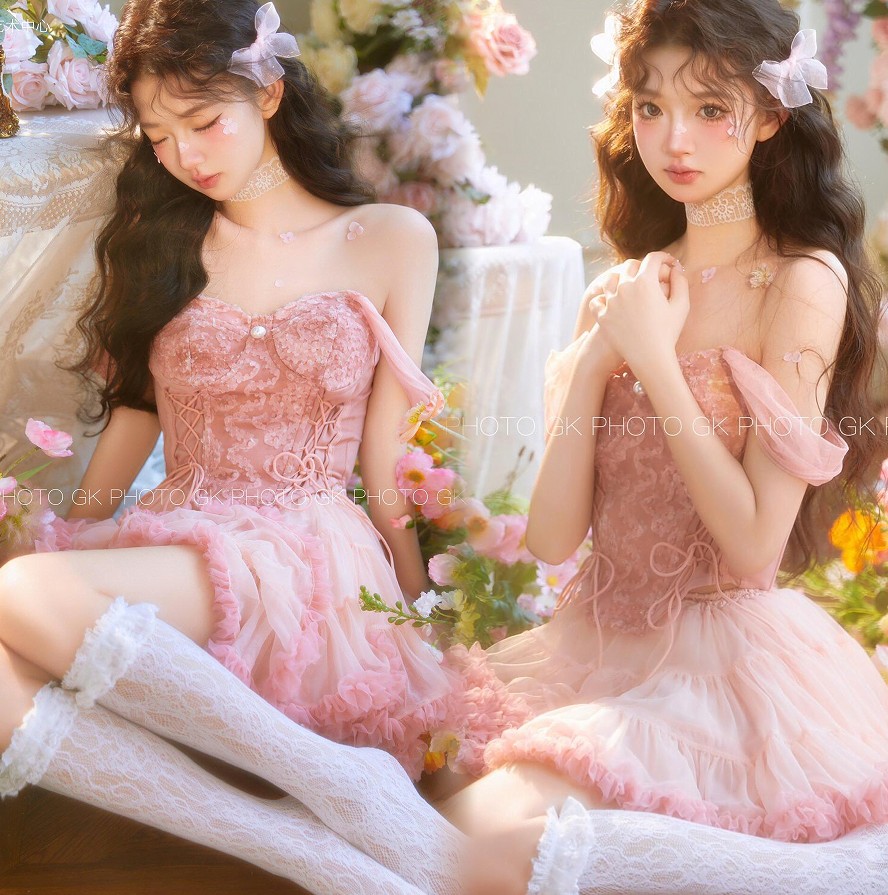 影楼新款粉色芭比主题甜美纯欲风个性少女肖像写真艺术照摄影服装