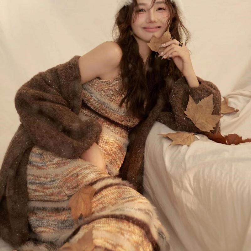 影楼孕妇写真拍照主题秋冬法式复古长裙孕妈咪艺术照针织摄影服装