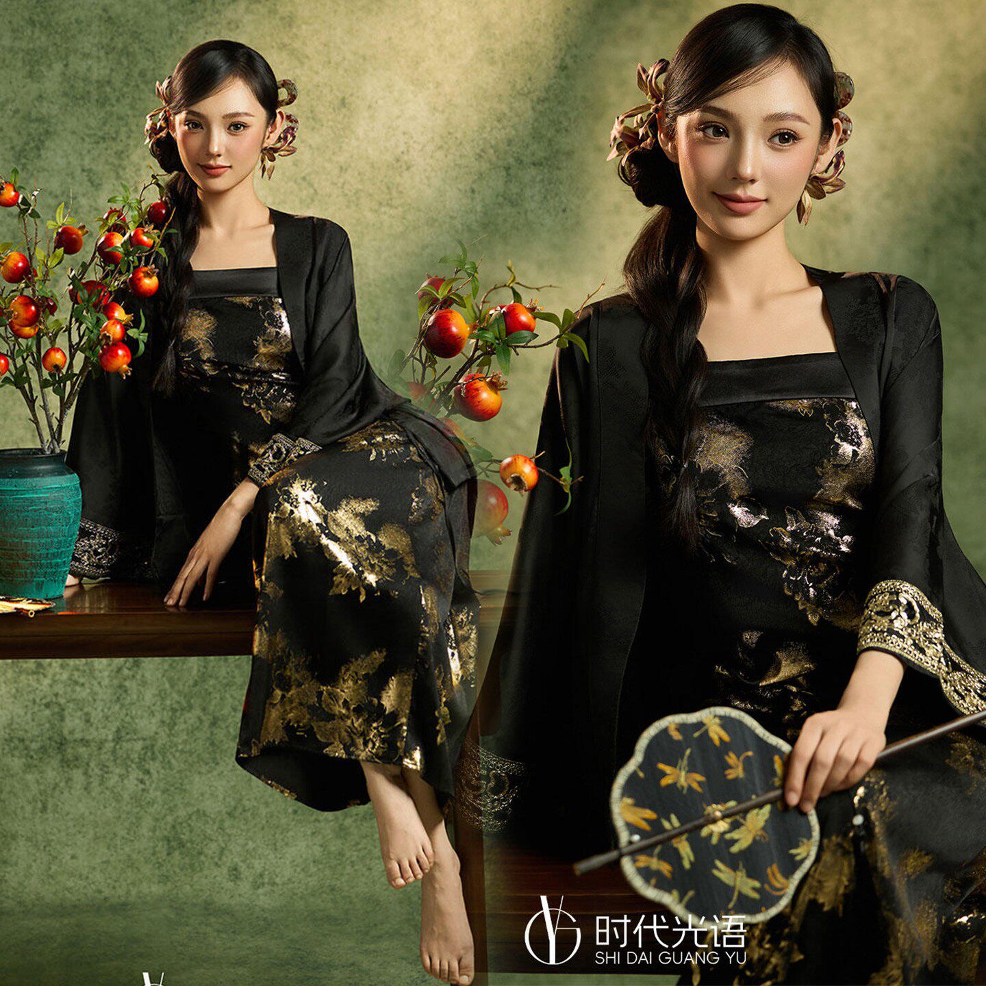 新款影楼新中式国风主题高级清冷感新中式个性复古写真艺术照服装