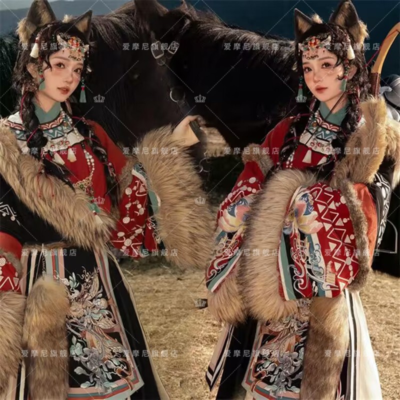 藏袍藏族服装女新款西藏服民族风拉萨旅拍网红清新少女写真藏袍