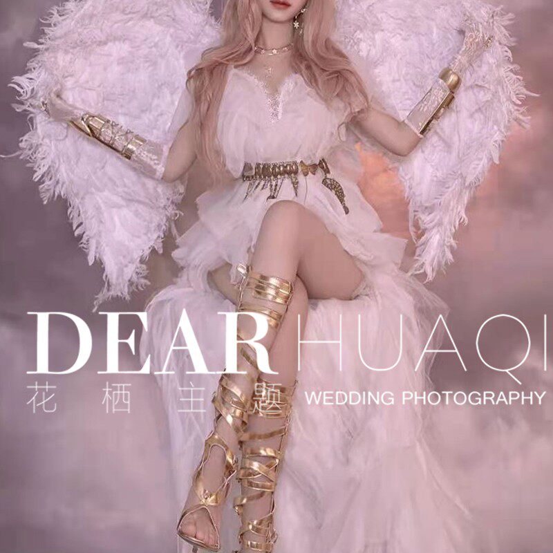 新款森系前短后长白纱梦幻精灵仙女动漫花仙子影楼写真摄影礼服