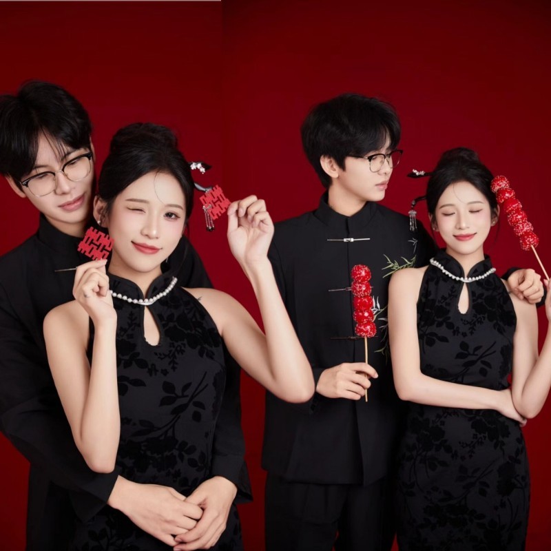 影楼新款情侣拍照主题新年复古新中式古风情侣写真艺术照摄影服装