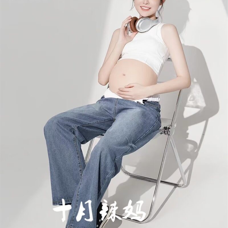 23年孕妇影楼甜酷帅气牛仔新款韩系日常时尚风格拍照写真摄影服装