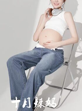 23年孕妇影楼甜酷帅气牛仔新款韩系日常时尚风格拍照写真摄影服装