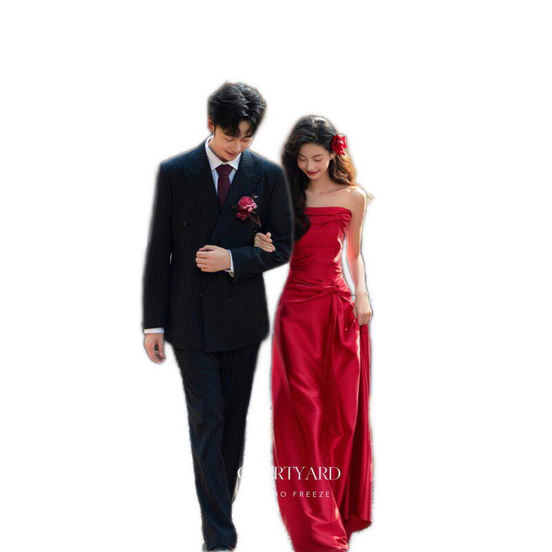 2025照相馆新款高级感晨袍女超仙森系新娘订婚结婚礼裙敬酒服写真