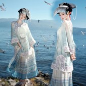 苗疆少女蓝色彝族民族风服饰云南少数民族服装 女影楼旅拍摄影服装