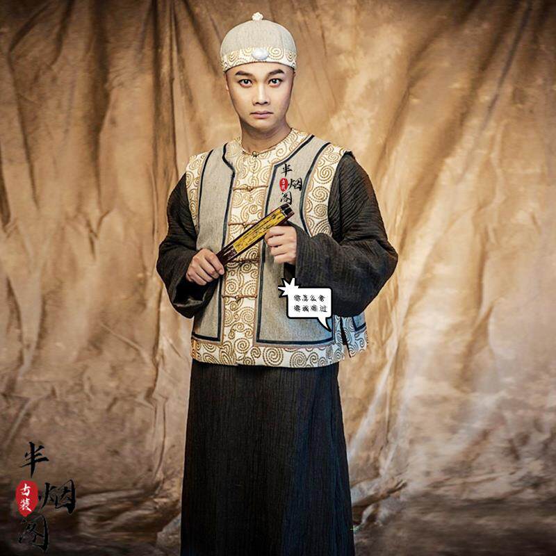 清朝古装男士马褂长袍贝勒爷服装老爷服员外服清末商人掌柜演出服
