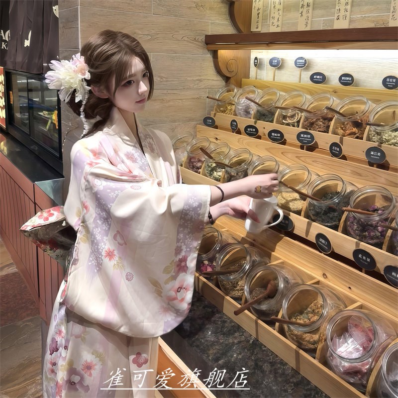 改良传统正装和服装神明少女日式和风粉色祈愿兔浴衣女复古连衣裙
