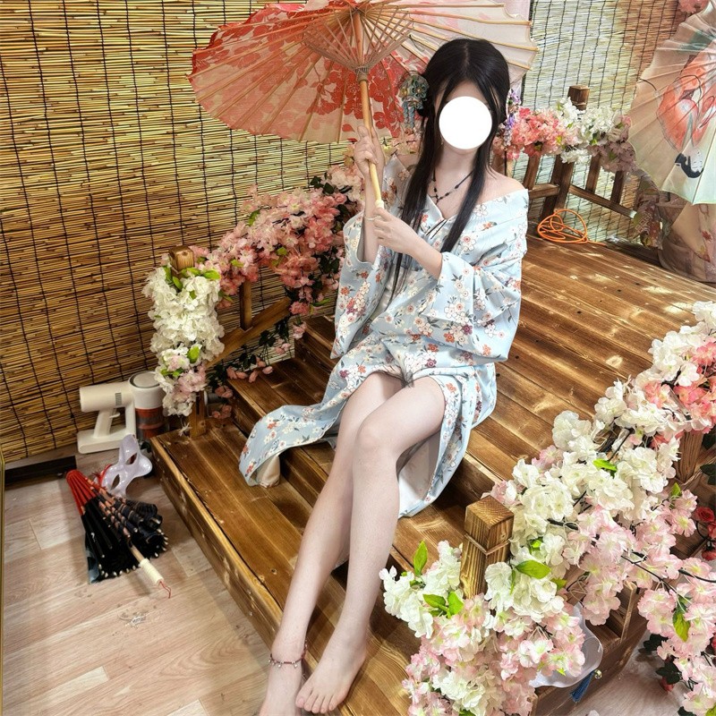 日式传统和服浅蓝色神明少女浴衣摄影写真拍照服装女