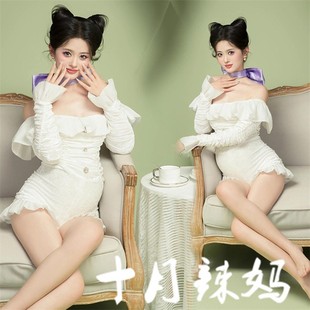 影楼写真汤姆猫纯欲风梦中情猫孕妇连体衣孕妈咪大肚照衣服在家拍