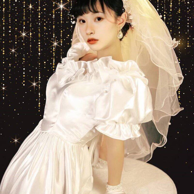复古法式怀旧婚纱 80年代经典古董婚纱 古董风格写真服装 法式复