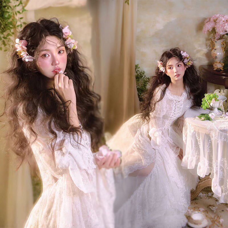 新款影楼拍照主题写真服装晨袍订婚结婚新中式礼服红色喜嫁风婚纱