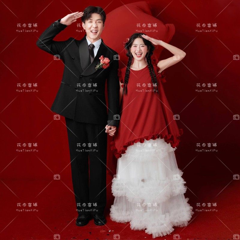 2025新款影楼红色喜嫁风甜美新中式森系婚纱照礼服晨袍两件套,男装,其他民族服装,淘宝优惠券,粉丝福利购,淘宝优惠卷
