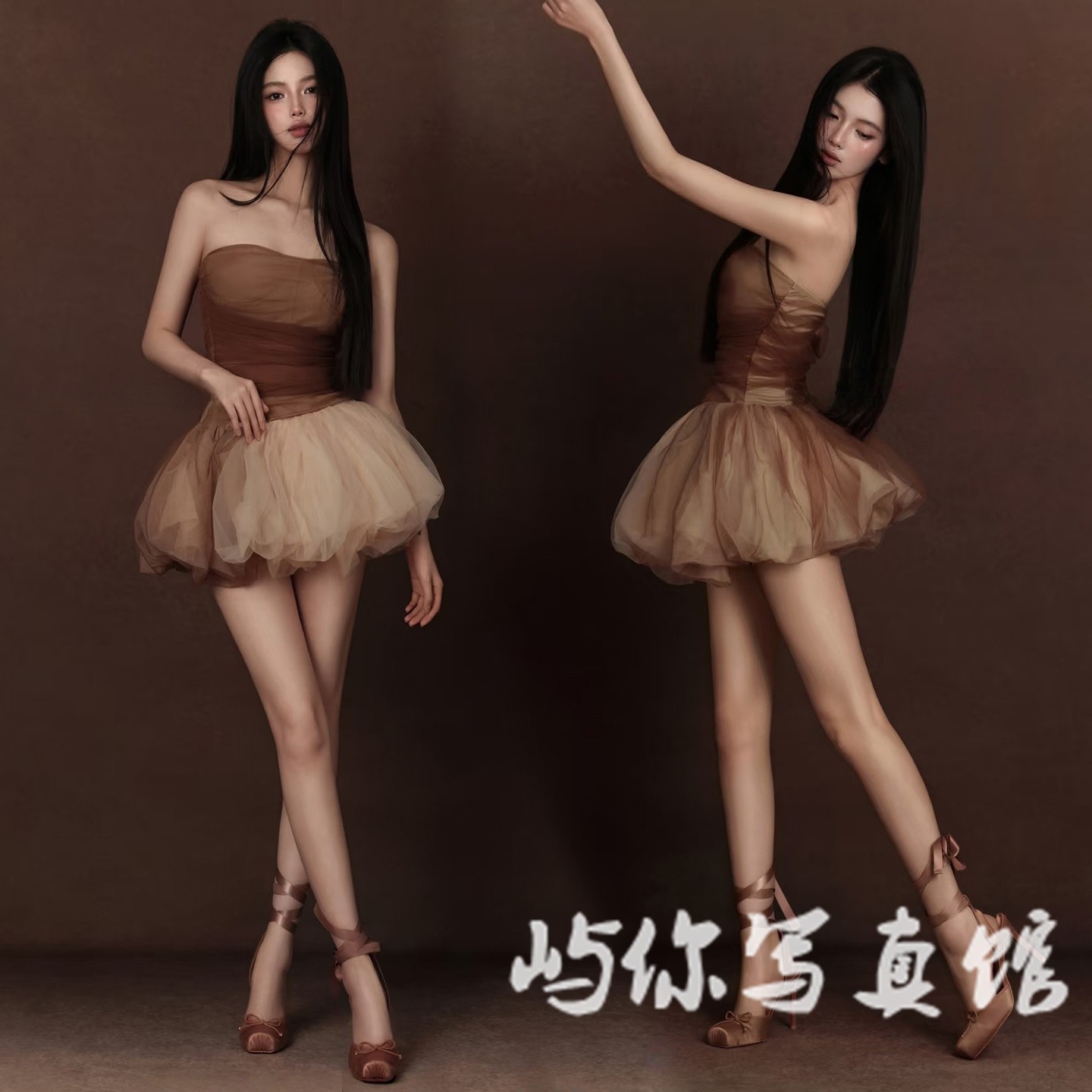 影楼新款写真主题韩杂高级感清冷风少女芭蕾裙肖像个性艺术照服装
