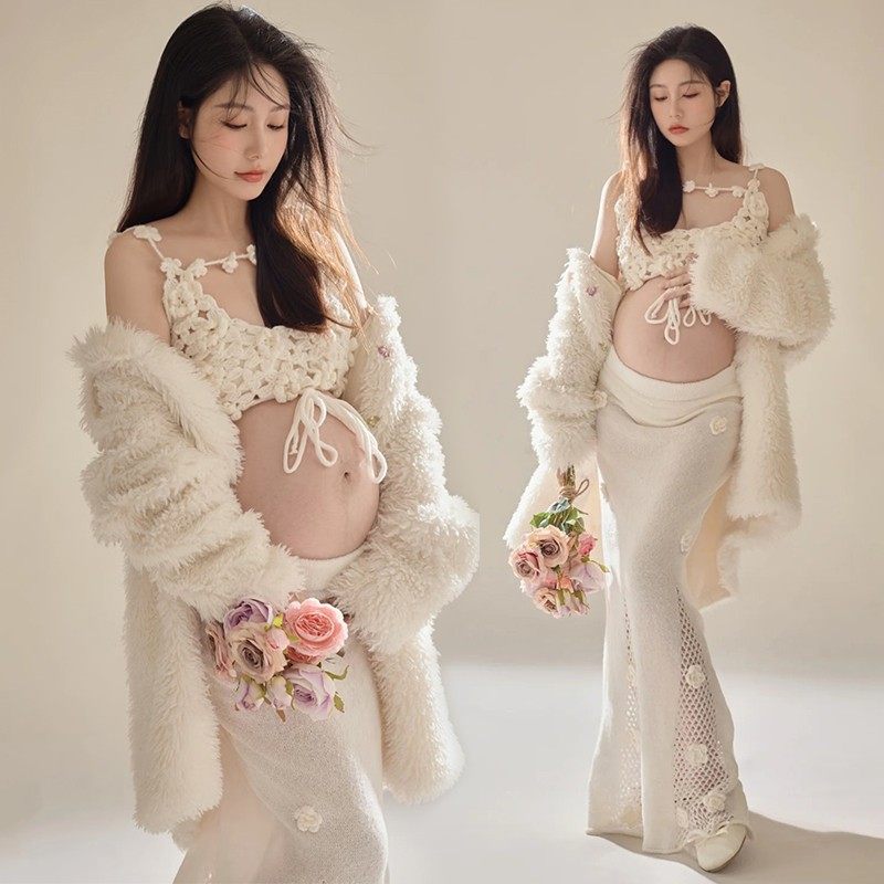 影楼孕妇拍照秋冬慵懒仙女风立体针织花朵连衣裙孕大肚艺术照服装,男装,其他民族服装,淘宝优惠券,粉丝福利购,淘宝优惠卷