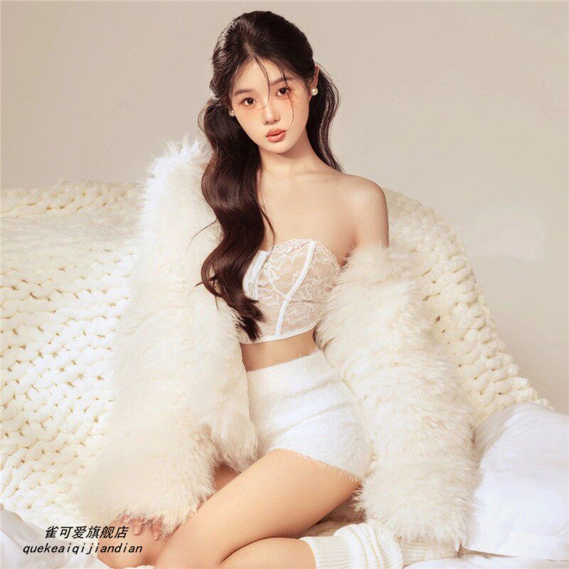 韩系轻氧温柔少女纯欲风皮草外套影楼新款个人写真艺术照摄影服装