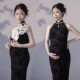 黑色旗袍孕妈咪艺术照写真服 中国风复古新中式 影楼新款 孕妇照服装
