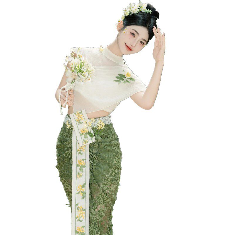 西双版纳傣族服装夏日新款少女清新旅拍异域风情民族特色傣族服饰