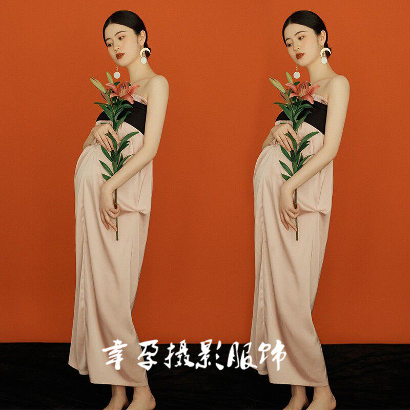 孕妇照服装新款影楼孕妈大肚照针织毛线唯美甜美可爱孕妇拍照衣服