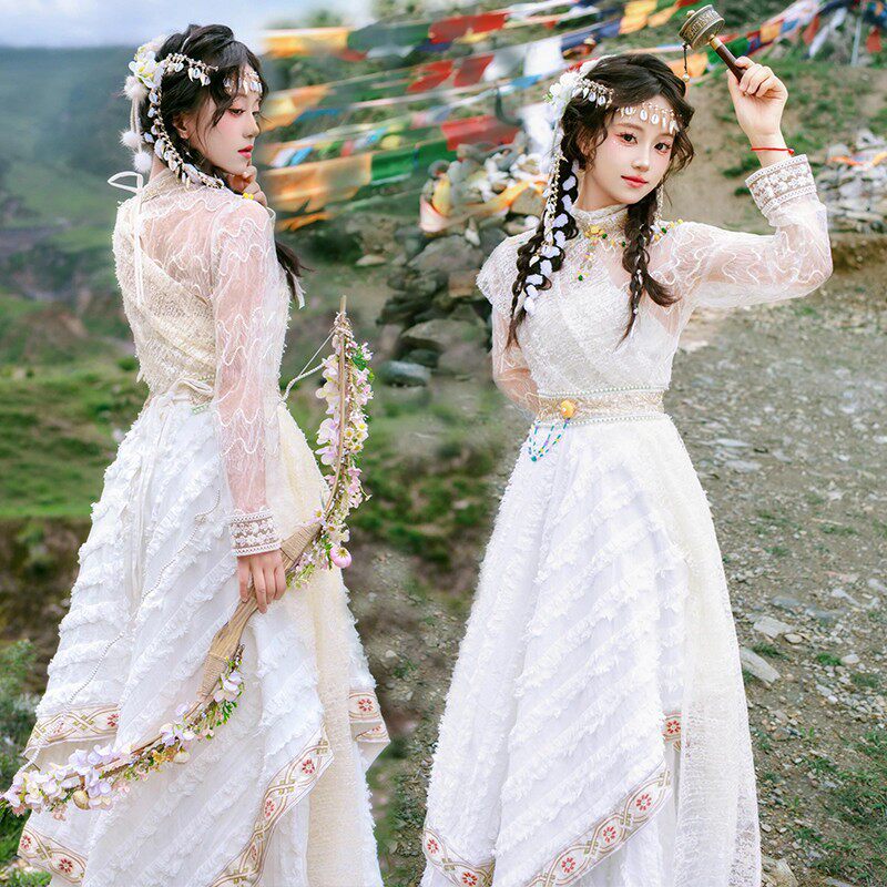 藏族服装女影楼新款丽江西藏拉萨旅拍夏日小清新藏服写真拍照衣服