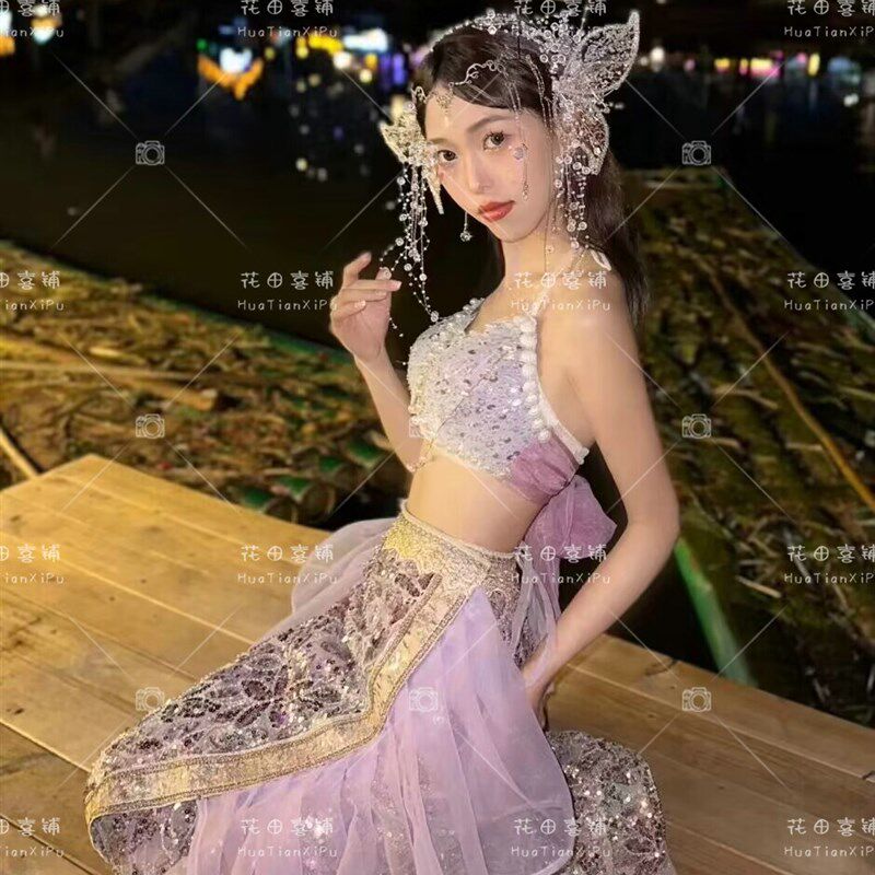 新款重工人鱼公主高定立体纱服装西双版纳三亚爆款人鱼姬旅拍写真