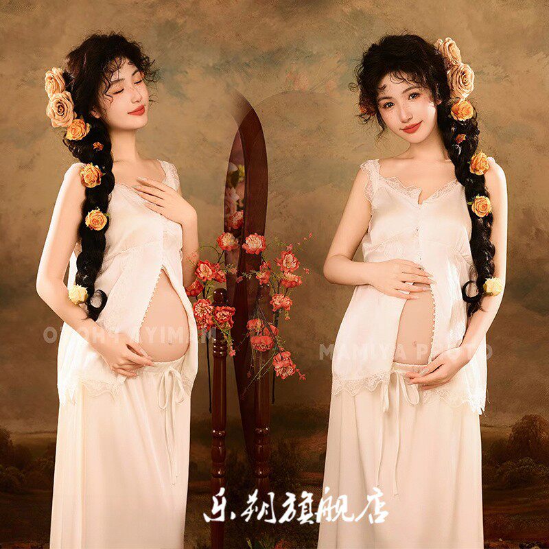 孕妇照服装照相馆新款法式油画风孕妈氛围感欧美风大肚照写真在家