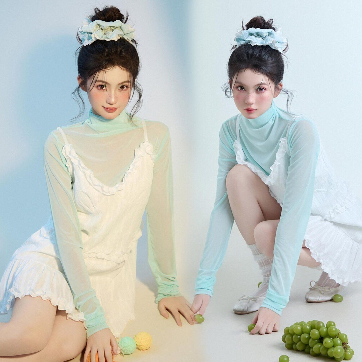新款照相馆主题春日韩系温柔少女风小清新个人肖像写真艺术照服装