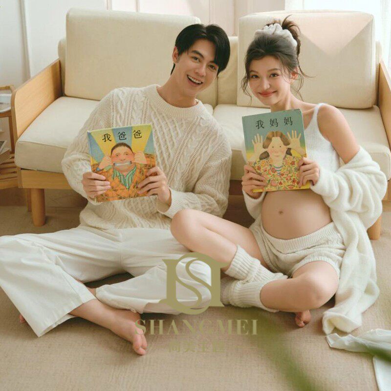 情侣孕妇照写真新款影楼韩系清新甜美风孕妈咪居家大肚照写真服装