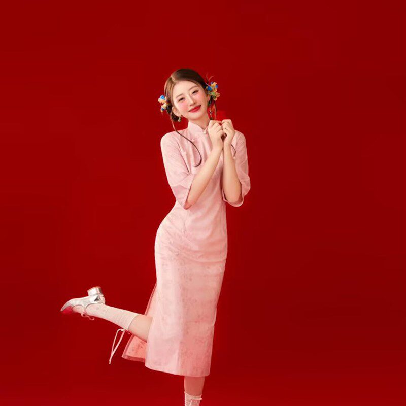 2025新款影楼新年主题覆古中式旗袍喜庆中国风个人写真拍照服装